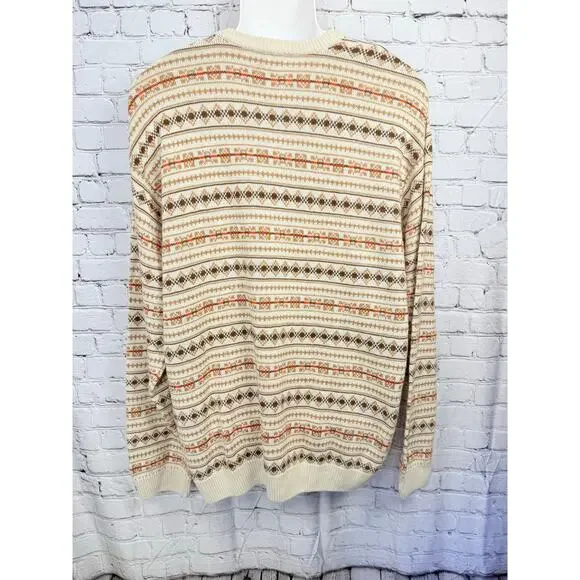 Chaps Ralph Lauren Brown Geometric Cotton Knitted Sweater Size XL - read - Picture 3 of 11